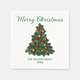 Modernes, fröhliches Weihnachtsbaumwerk Serviette