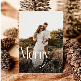 Modernes fröhliches Weihnachtsfamilien Foto karier Feiertagskarte