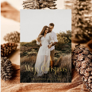 Modernes fröhliches Weihnachtsfamilien Foto karier Folien Feiertagskarte