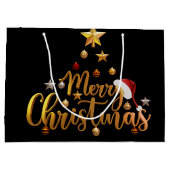 Modernes fröhliches Weihnachtsfamilien Foto Rustik Große Geschenktüte (Rückseite)