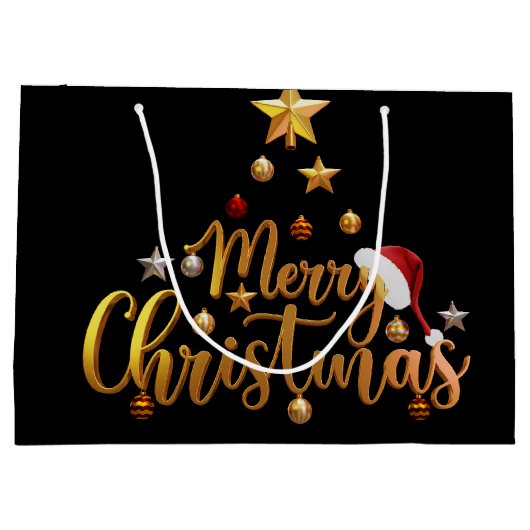 Modernes fröhliches Weihnachtsfamilien Foto Rustik Große Geschenktüte (Rückseite)