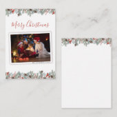 Modernes fröhliches Weihnachtsfamilien Foto Rustik Mitteilungskarte (Vorne/Hinten)