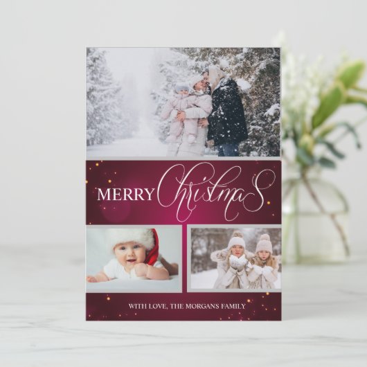 Modernes fröhliches Weihnachtsfest-Foto Ankündigung (Stehend Vorderseite)