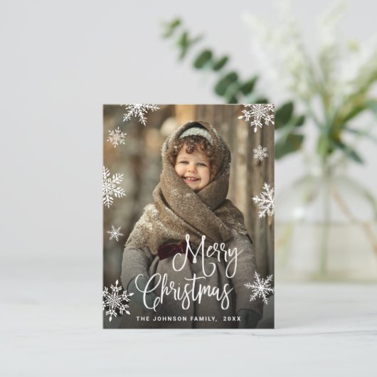 Modernes fröhliches Weihnachtsfest FOTO Gruß Postkarte (Stehend Vorderseite)