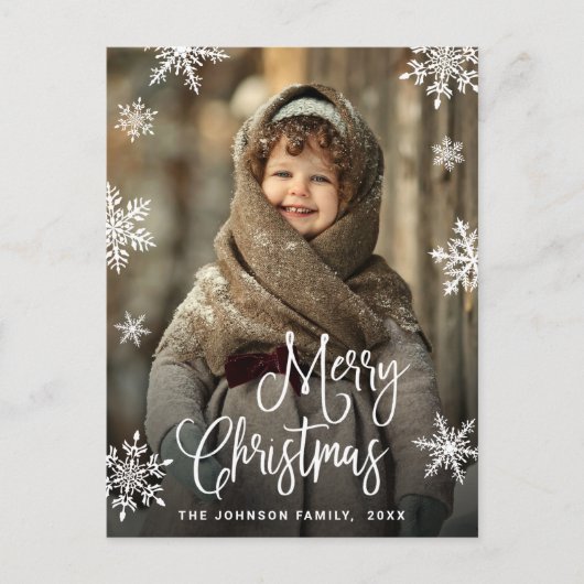 Modernes fröhliches Weihnachtsfest FOTO Gruß Postkarte (Vorderseite)