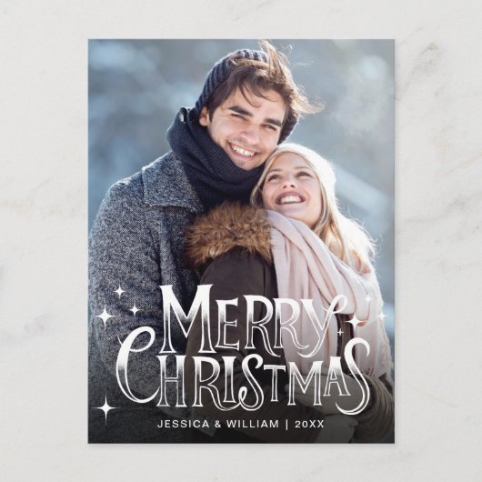 Modernes fröhliches Weihnachtsfest FOTO Gruß Postkarte (Vorderseite)