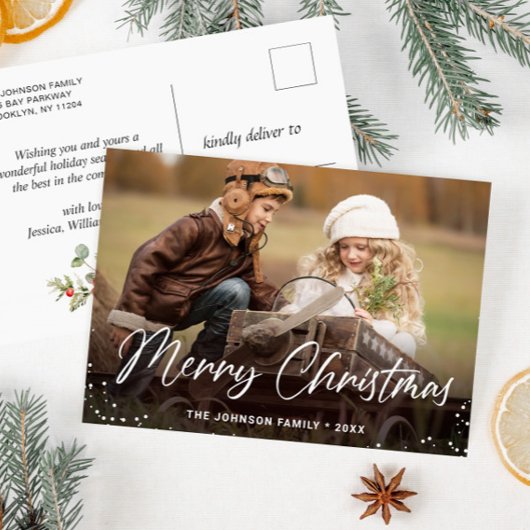 Modernes fröhliches Weihnachtsfest FOTO Gruß Postkarte