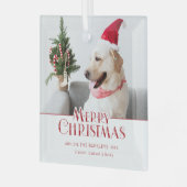 Modernes fröhliches Weihnachtsfest-Foto Ornament Aus Glas (Vorderseite links)