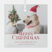 Modernes fröhliches Weihnachtsfest-Foto Ornament Aus Glas (Vorderseite)