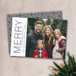 Modernes fröhliches WeihnachtsFoto Schwarz-weiß Mi Feiertagskarte