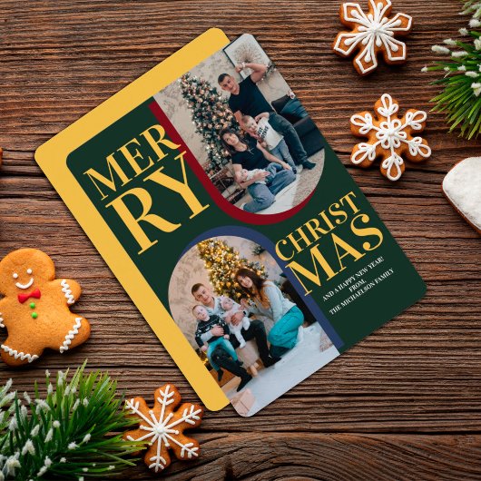 Modernes, fröhliches Weihnachtsgeschenk-Foto Feiertagskarte