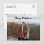 Modernes fröhliches Weihnachtshandbriefe Foto Postkarte (Vorne/Hinten)