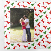 Modernes, fröhliches Weihnachtshirsch und Foto Dreifach Gefaltete Urlaubskarte (Innen Erste Seite)