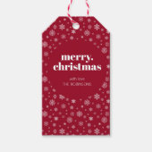 Modernes fröhliches Weihnachtsrot mit Snowflake-Mu Geschenkanhänger (Vorderseite)