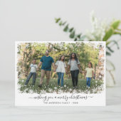 Modernes fröhliches Weihnachtsschneeflocken-Script Feiertagskarte (Stehend Vorderseite)