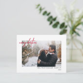 Modernes fröhliches Weihnachtsschreiben-Foto Postkarte (Stehend Vorderseite)