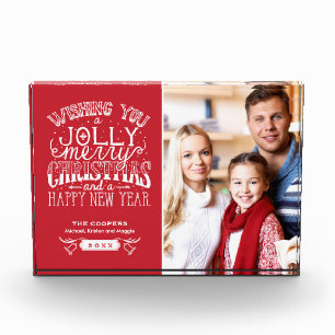Modernes fröhliches Weihnachtssegment Familienkids Fotoblock