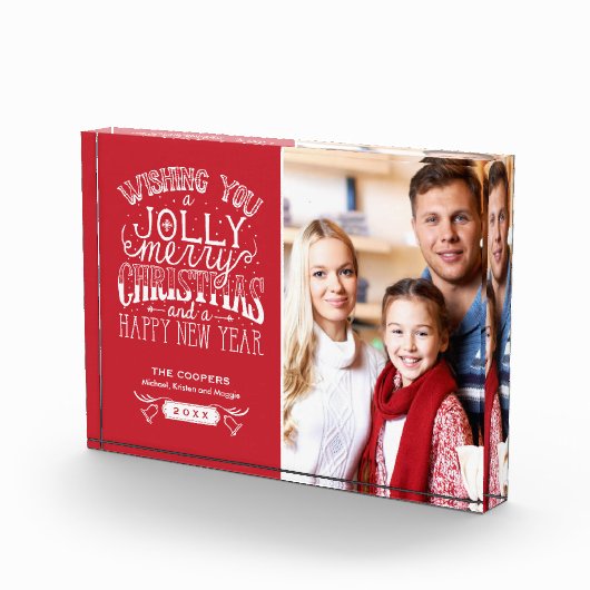 Modernes fröhliches Weihnachtssegment Familienkids Fotoblock (Rechts)