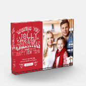 Modernes fröhliches Weihnachtssegment Familienkids Fotoblock (Links)