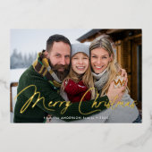 Modernes, fröhliches Weihnachtsskript Gingerbread Folien Feiertagskarte (Vorderseite)