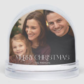 Modernes, fröhliches Weihnachtstypografie-Foto Schneekugeln (Vorderseite)