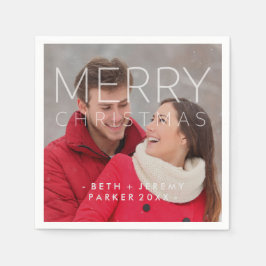 Modernes fröhliches Weihnachtsüberlagern mit Foto Serviette