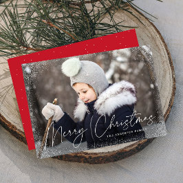 Modernes frostiges Weihnachtsschneeflocken Rotes F Feiertagskarte