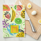 Modernes Fruchtmuster glänzend grün Geschirrtuch (Viertel Falte)