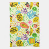 Modernes Fruchtmuster glänzend grün Geschirrtuch (Vertikal)