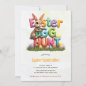 Modernes Frühlingshase Ostereier Party Einladung (Vorderseite)