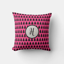 Modernes Fuchsia & Black Monogram Kissen