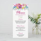 Modernes Fuchsia Gold Floral Wedding Menu für Wass Menükarte (Stehend Vorderseite)