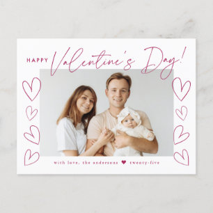 Modernes Fuchsia Script Valentine's Day Foto Feiertagspostkarte