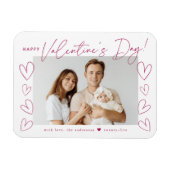 Modernes Fuchsia Script Valentine's Day Foto Magnet (Horizontal)