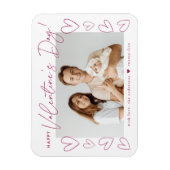Modernes Fuchsia Script Valentine's Day Foto Magnet (Vertikal)