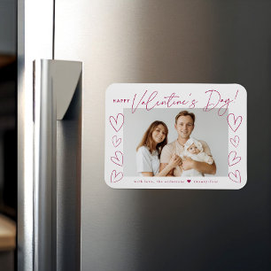 Modernes Fuchsia Script Valentine's Day Foto Magnet