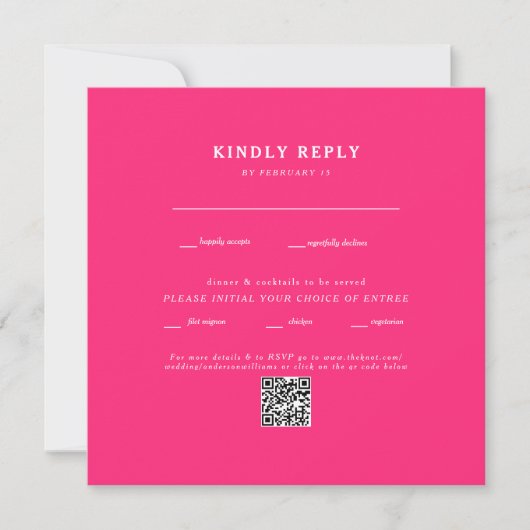 Modernes Fuchsia Square Wedding QR Code UAWG (Vorderseite)