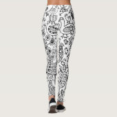 Modernes Fun Black and White Birds Muster Leggings (Rückseite)