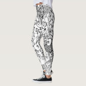 Modernes Fun Black and White Birds Muster Leggings (Links)