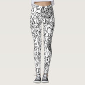 Modernes Fun Black and White Birds Muster Leggings (Vorderseite)