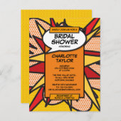 Modernes Fun Brautparty Comic Book Einladungspostkarte (Vorne/Hinten)