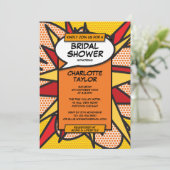 Modernes Fun Brautparty Comic Buch Einladung (Stehend Vorderseite)