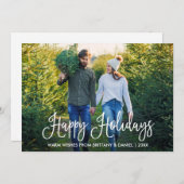 Modernes Fun Calligraphy Couple Foto Feiertagskarte (Vorne/Hinten)