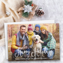 Modernes Fun Calligraphy Happy Holidays Family Fot