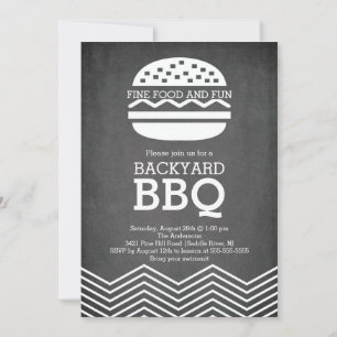 Modernes Fun Chalkboard Zickzack Barbecue Party Einladung