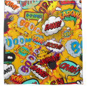 Modernes Fun Comic Buchen Pop Kunst Explosionen Duschvorhang (Vorderseite)