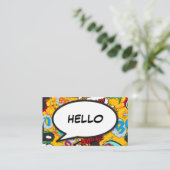Modernes Fun Comic Bucht Sprechblase HELLO Visitenkarte (Stehend Vorderseite)