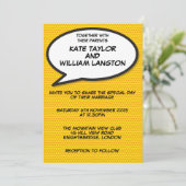 Modernes Fun Comic Hochzeit Einladung (Stehend Vorderseite)