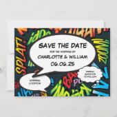 Modernes Fun Comic Hochzeit retten Datum Save The Date (Vorderseite)