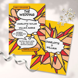 Modernes Fun Comic Pop Hochzeit Einladung